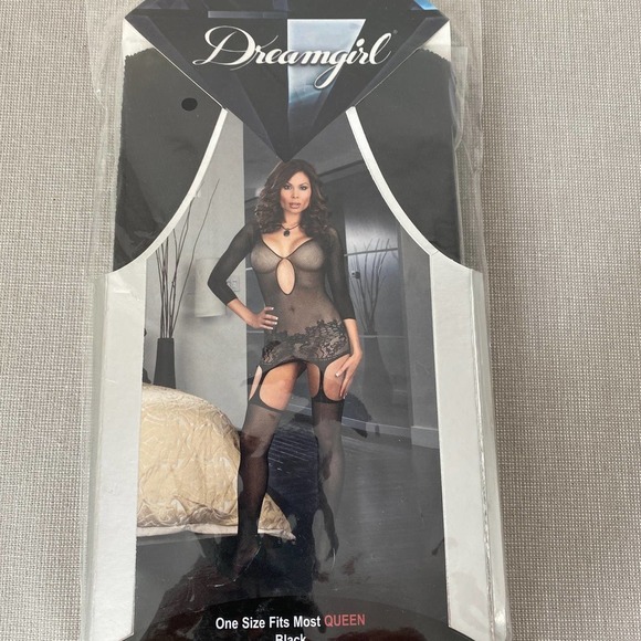 Dreamgirl Fishnet Garter Dress OSQ - Picture 1 of 5